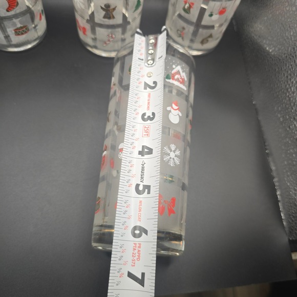 Vintage Culver Christmas Holiday Frosted Highball Glasses Set of 4 Santa Wreath - Picture 7 of 7